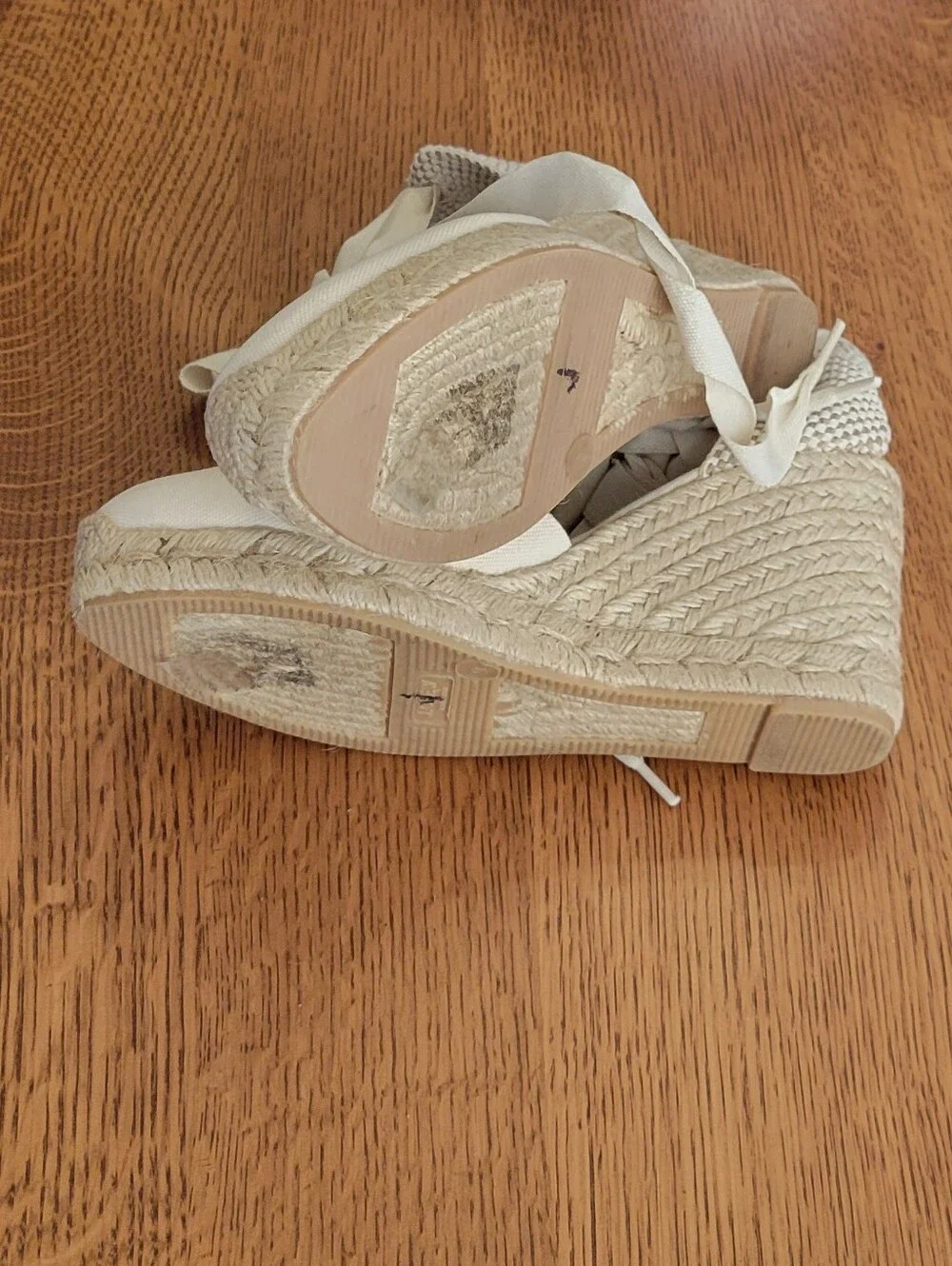 J. Crew Made-in-Spain Lace-up High Heel Espadrilles - Ivory